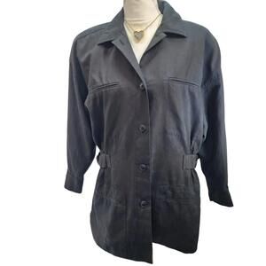 Ellen Tracy. Vintage, 80s Black Silk Blend Blazer/Jacket. Size: 4